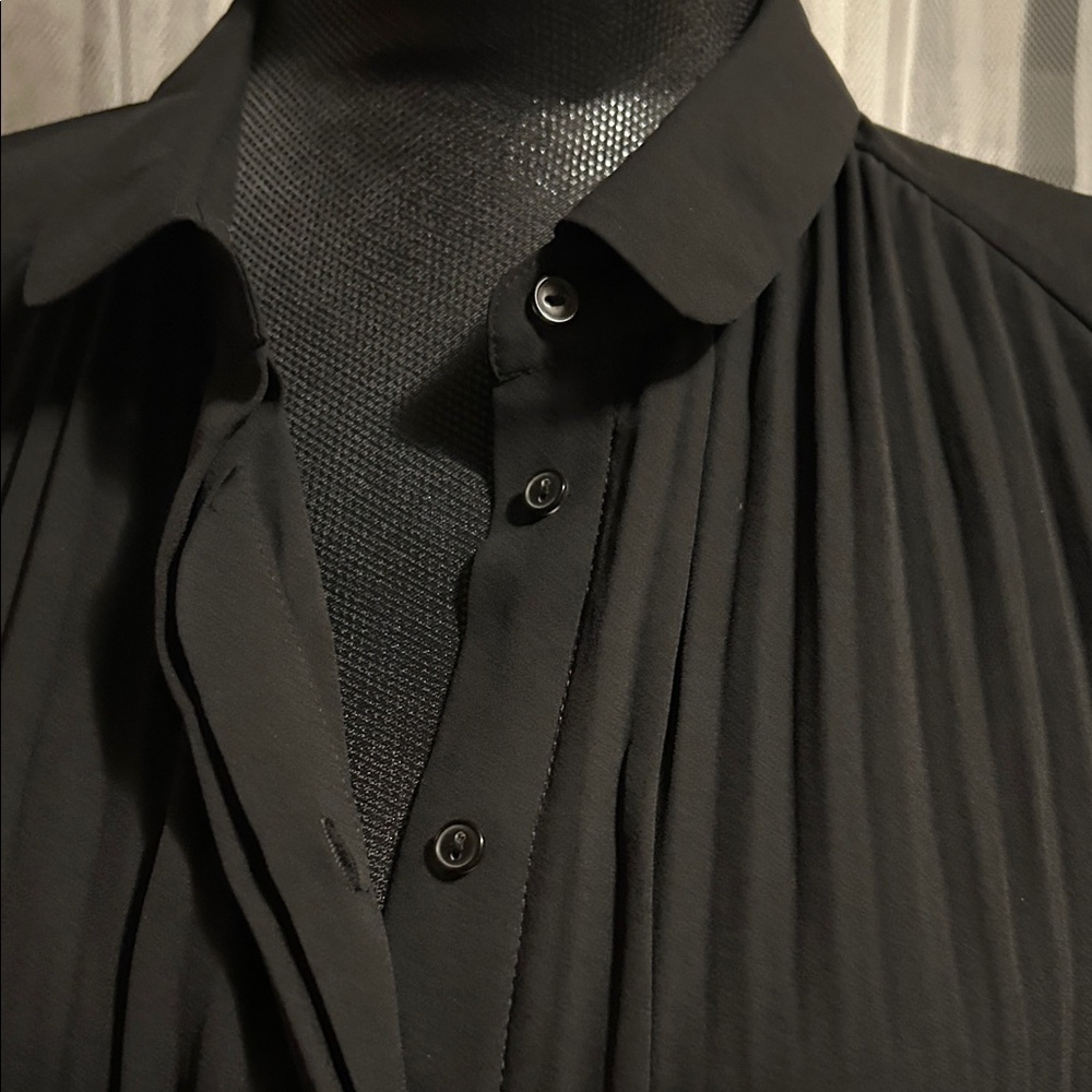Chic Black Pleated Dress - Picture 10 of 11